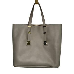 India Hicks Gray Pebble Leather Adjustable Length Strap Solitaire Tote Bag